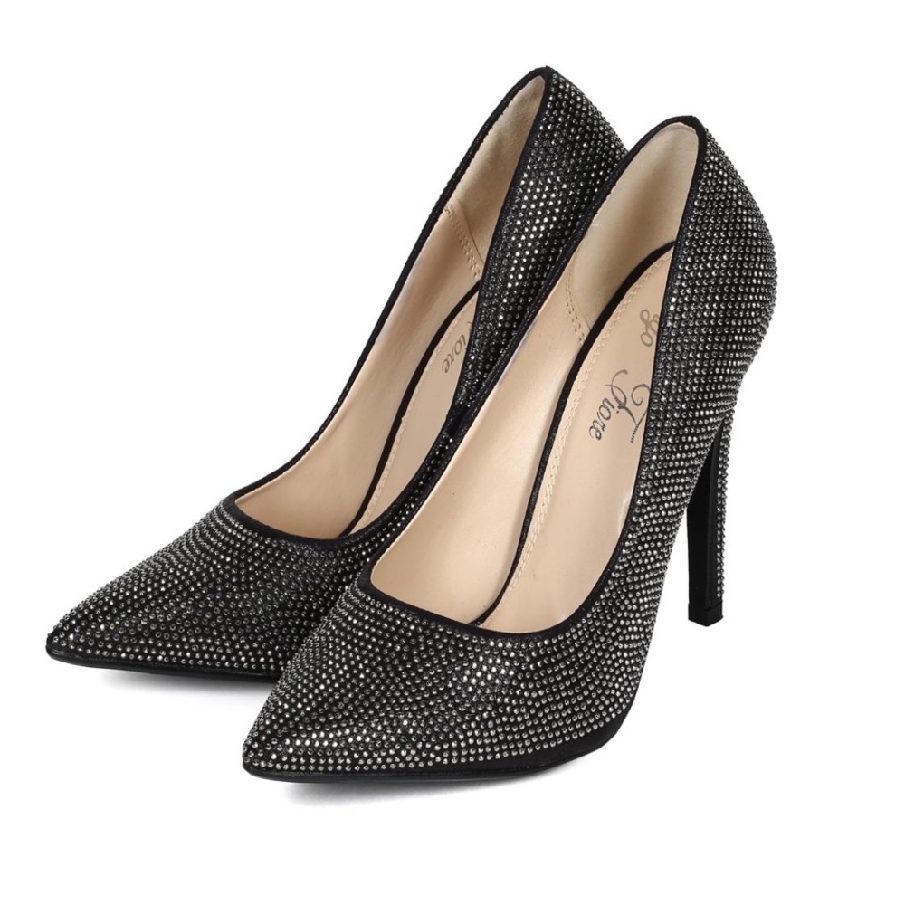 Vigo Fiore CD82 Women Shimmer Studded Pointy Toe Stiletto Heel Classic Pump